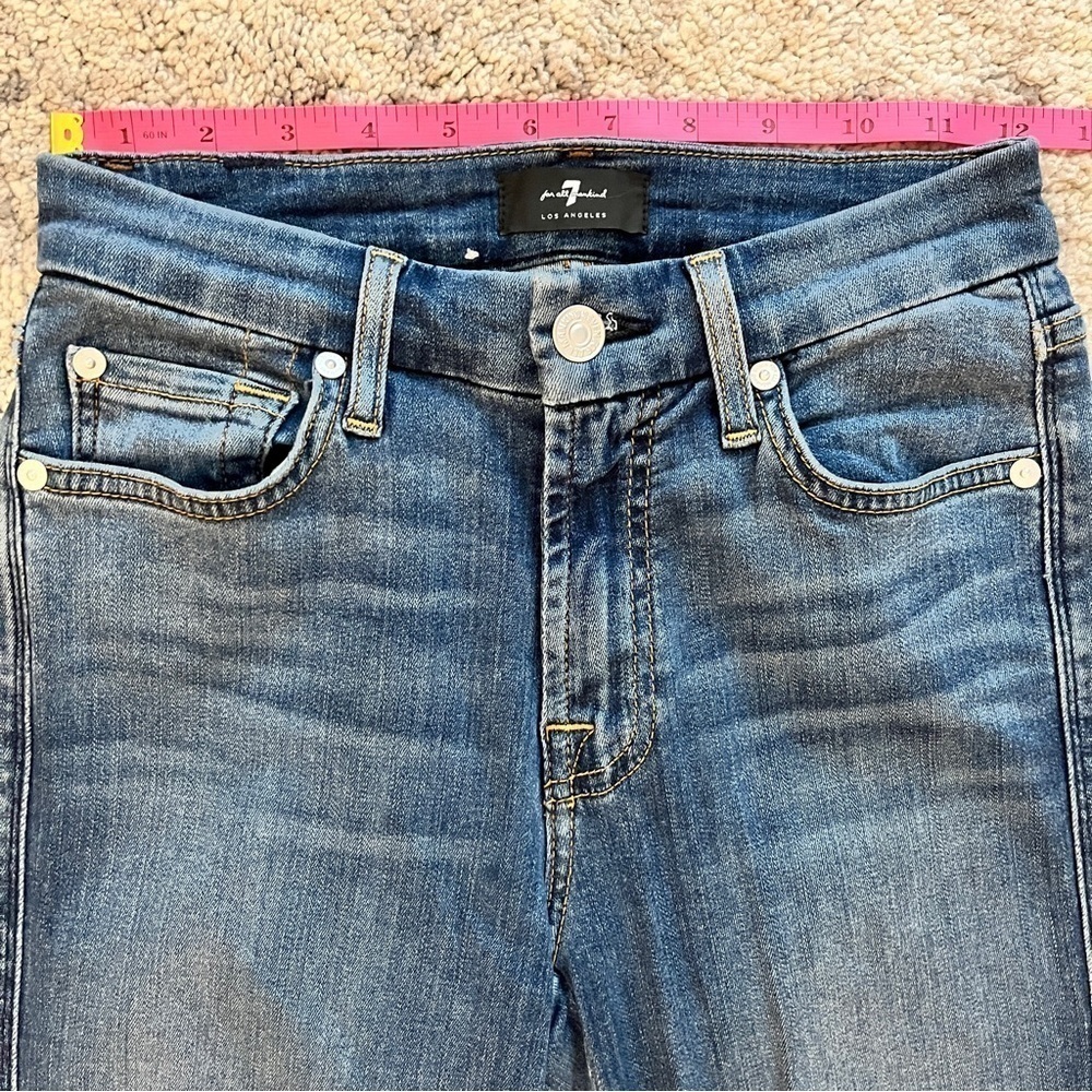 7 For All Mankind Kimmie Straight Leg Mid Rise Jeans, Medium Blue Wash - Size 25 - Picture 12 of 16